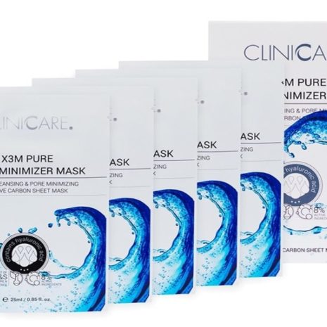 X3M Pure PORE MINIMISER MASKS, Deep Cleansing & Pore Minimizing Active Carbon Sheet Masks
